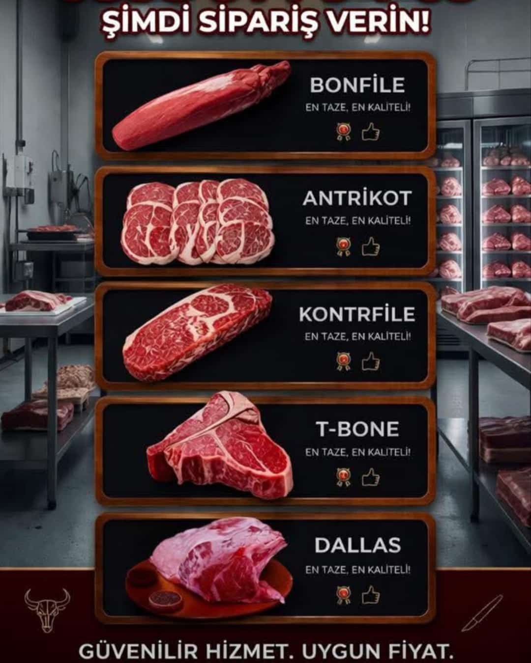Karadayı Kasap bonfile antrikot kontrfile T-Bone ve Dallas ürünleri